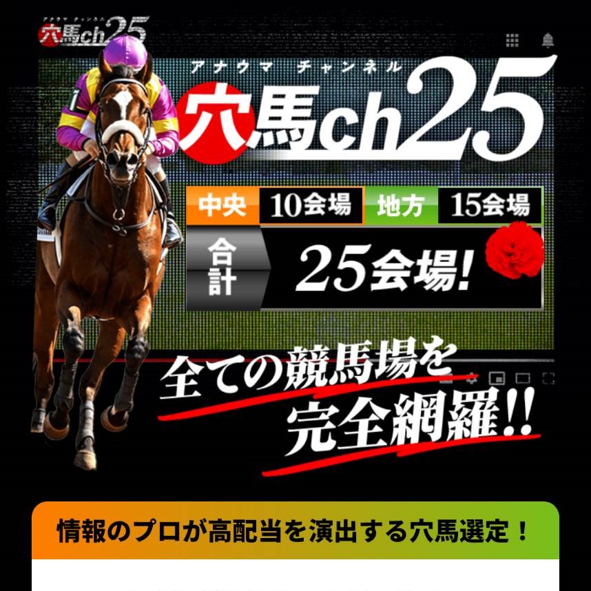 穴馬ch25の競馬予想は当たらない？口コミ評判や無料予想の検証を公開！