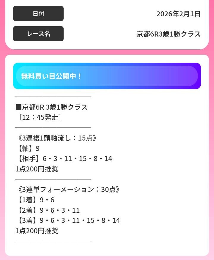 競馬ジャックポットの無料予想買い目